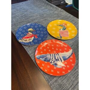 Pier 1 imports seahorse duck manatee 9 inch Melamine plates nautical coastal